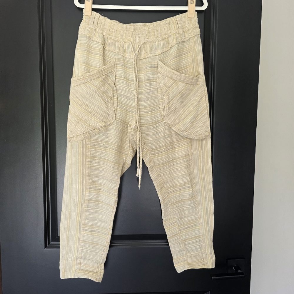 Free People Sweet Escape Pantalon Tapered Pants Cotton GOOD PREOWNED CONDITION - Picture 3 of 9